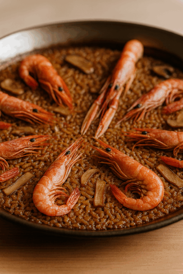 Arròs amb ceps i gambes